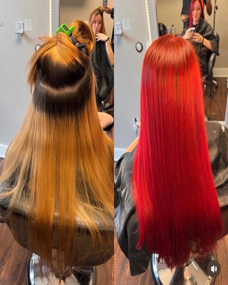 K-Tip hair extension before and after transformation by Tyler Sheetz in St. Petersburg FL